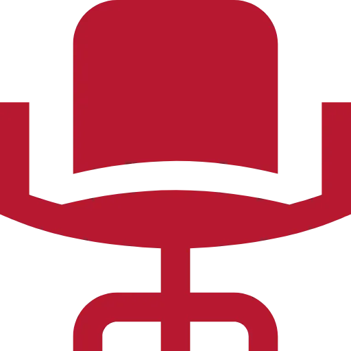 Rotes Symbol eines Bürostuhls.
