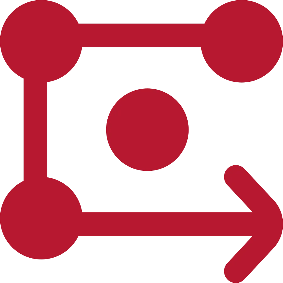 IDA Basis-Modul Rotes Symbol von Punkten, die mit einem Pfeil miteinander verbunden sind.