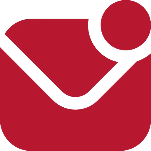 Mail Rotes Symbol eines Briefumschlag mit einem roten Kreis in der rechten Ecke.