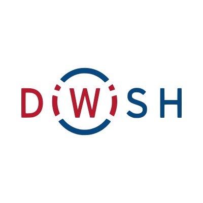 Logo von DiWiSH mit dem Schriftzug in blauen und roten Farben, auf weißem Hintergrund